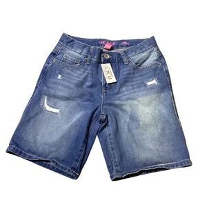 The Children's Place Kids Blue Denim Midi Long Shorts Distressed Size 12 NWT
